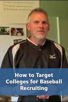 a man standing in front of a refrigerator with the words how to target college for baseball recruit