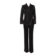 Beautiful CHANEL tuxedo-style pants suit A classy, timeless CHANEL signature item that will last you for many years Consisting of two pieces, jacket and trousers Can be worn as a a statement suit or each piece by itself Made of shiny linen blend fabric Double breast style jacket closes with "Chanel" buttons Amazing silhouette due to perfect fit tailoring Straight wide-leg pants with side satin strip adding the tuxedo look Completely lined with finest stretchy silk Weight chain in jacket for a pe Chanel Black Suit, Chanel Pantsuit, Chanel Suits For Women, Chanel Suit Vintage, Black Designer Luxury Pants, Luxury Tuxedo-style Structured Pantsuit, Chanel Buttons, Evening Pants, Chanel Skirt