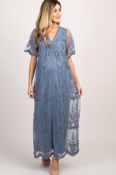 Blue Lace Mesh Overlay Maternity Maxi Dress Bohemian Maternity Dress, Bohemian Maternity, Pregnant Dress, Maternity Dresses Photography, Pinkblush Maternity, Maternity Dresses Summer, Bohemian Wedding Dress Lace, White Lace Shorts, Pregnant Wedding Dress