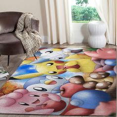 an area rug with cartoon characters on it