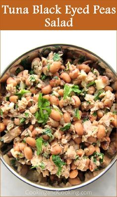 tuna black eyed peas salad in a bowl