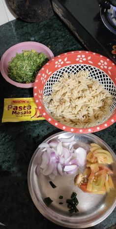 the food is prepared and ready to be eaten on the table in the kitchen area