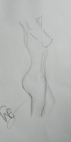 a pencil drawing of a female figure with her hand on the ground next to it