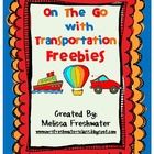 the book on the go with transportation freebies is written in red and orange lettering