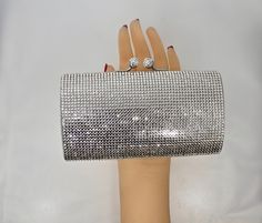 "Heart- stoppingly beautiful! This Evening Formal Purse in Stunning Colors will be the talk of town!! It took a month to make, crystal by crystal! This is a evening bag fully covered in genuine, very fine, small sized Swarovski Crystals from Austria! The minaudiere bag is fully crystallized in all sides with meticulous and spectacular detail. It is also lined in genuine leather. You can carry it as a clutch but it comes with a very long detachable metal chain to be used as a shoulder strap so yo Minaudiere Bag, Formal Purse, Bridal Purse, Evening Formal, Emerald Engagement Ring, Evening Clutch Bag, Hollywood Glamour, Austrian Crystal, Metal Chain