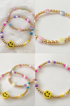 Smiley face bracelet / Happy face bracelet ...................................... MATERIAL AND SIZE Colorful beads 18k Gold filled balls Fresh water pearls PC smiley face Elastic cord …………………………………. Playful Gold Beaded Bracelets With Letter Beads, Playful Gold Jewelry With Letter Beads, Smiley Face Beaded Bracelets As Gift, Smiley Face Round Beads Friendship Jewelry, Fun Gold Bracelets With Letter Beads, Fun Gold Beaded Bracelets With Letter Beads, Playful Gold Beaded Bracelets For Everyday, Playful Beaded Gold Jewelry, Smiley Face Round Beads Bracelet For Gift