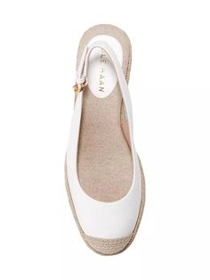 Cole Haan's espadrille slingback pumps are crafted from cow leather, featuring an adjustable strap for a secure fit..Almond toe.Buckle closure.Leather upper.TPR sole.Imported.SIZE.Heel: about 3.15' (80mm).Platform: about 1' (25mm).Cole Haan's espadrille slingback pumps are crafted from cow leather, featuring an adjustable strap for a secure fit.Almond toeBuckle closureLeather upperTPR soleImportedSIZEHeel: about 3.15' (80mm)Platform: about 1' (25mm) Casual Leather Espadrilles With Heel Strap, Casual Platform Slingback Pumps For Spring, Spring Leather Sole Slingback Wedge Sandals, Spring Slingback Wedge Sandals With Leather Sole, White Leather Slip-on Slingback Pumps, Cole Haan Shoes Women, Wedge Pumps, Cole Haan Shoes, Slingback Pump