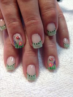 Spring is here!!! Gel nail designs Mountain Prairie Nails Insect Nails, Hoilday Nails, Jel Nails, Shellac Ideas, Ladybug Nails, August Nails, Watermelon Nails, Easter Nail Designs, Gel Nail Art Designs