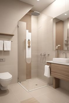 a bathroom with a toilet, sink and shower stall in the middle of it's walls