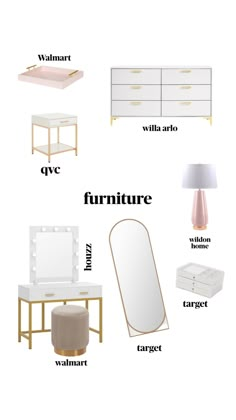 an image of furniture with the words furniture in english and french on top of it