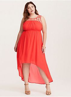 <div>This spotlight-stealing red chiffon maxi dress has a hi-lo hem that gives some lift to the stop-and-stare style. A lattice yoke makes this design officially distracting to your admirers. A pleated front leads into a stretchy waistband that flatters your shape.</div><div><br></div><div><b>Model is 5’9”, size 1</b></div><div><ul><li style="list-style-position: inside !important; list-style-type: disc !important">Size 1 measures 39 3/4" from shoulder</li><li style="list-style-posit Style List, Red Chiffon, Active Outfits, Dress Images, Chiffon Maxi, Torrid Dresses, Chiffon Maxi Dress, Dress Silhouette, List Style