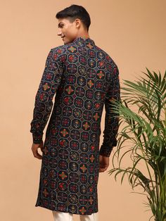 VASTRAMAY Men's Blue Printed Rayon Kurta Elevate your ethnic wardrobe with the VASTRAMAY Men's Blue Printed Rayon Kurta. This kurta combines traditional design with modern comfort, making it perfect for any occasion. The intricate prints and premium rayon fabric ensure you look stylish and feel comfortable all day long. Features Stylish blue printed design Comfortable and breathable rayon fabric Classic kurta neckline Long sleeves for a traditional look Perfect for festive occasions and casual w Kurta Neckline, Look Stylish, Rayon Fabric, Printed Design, Traditional Design, Silk Printing, Blue Man, Colorful Prints, Casual Wear