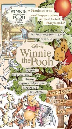 winnie the pooh poster with many different characters