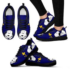 Navy Blue Snoopy Sneakers Snoopy Shoes For Women Blue Snoopy, Snoopy Shoes, White Sneakers Women, Navy Shoes, Trendy Sneakers, Eva Sole, Dinosaur Print, Custom Shoes, Shoes For Women