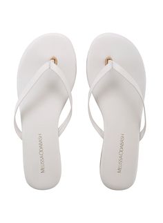 White Leather Beach Flip Flops, Chic White Flip Flops For Vacation, Classic White Sandals For Vacation, Luxury Spring Beach Flip Flops, White Flip Flops, White Swimwear, Dr Shoes, Sandals White, Melissa Odabash