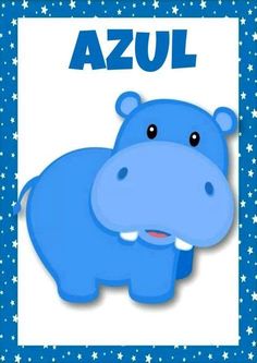 a blue hippo with stars around it and the word azul in front of it