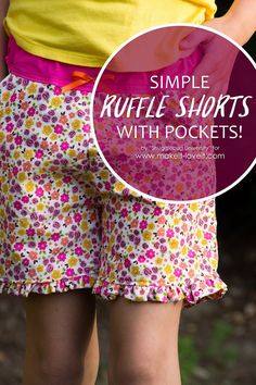 Learn how to make your own ruffle shorts with pockets with this easy tutorial. Girls Shorts Sewing Pattern Free, Girls Shorts Pattern Free, Kids Shorts Pattern Free, Kids Shorts Pattern, Girls Shorts Pattern, Shorts With Ruffles, Shorts Pattern Free, Night Pajama