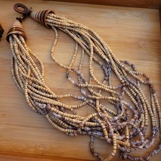 Contemporary Multi-Strand Necklace Handcrafted As A Representation From Africa Of Organic Kekeore Seeds. Beautiful And Fashionable With A Wooden Hook Closure Nwot