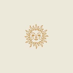 the sun with two faces drawn on it's side, in gold and white