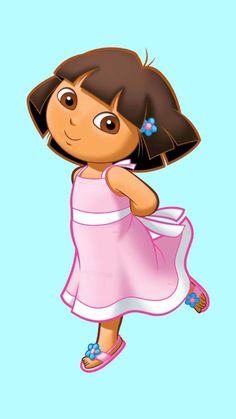 a cartoon girl in a pink dress