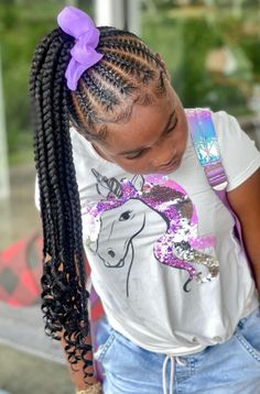 Side Ponytail Back To School Braided Hairstyle For Kids Back To School Hairstyles Black Girls Kids, Hairstyle For Kids Long Hair, Back To School Braids Hairstyles For Kids, Hairstyles Ponytail Braided, Christmas Braids For Black Kids, Braid Ponytail For Black Kids, School Hair Styles For Kids, Hairstyles Braid Ponytail, Braided Ponytail Kids