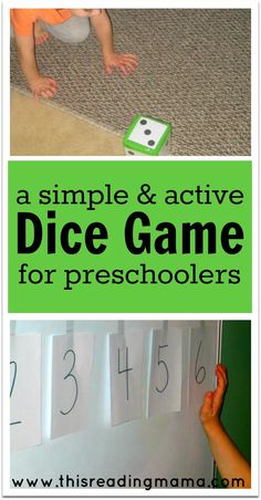 a child is playing with dice game for preschoolers to practice their numbers and counting skills