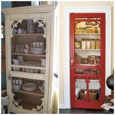 an old china cabinet turned into a curio cabinet