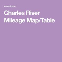 charles river mileage map / table with the words,'charles river mileage map / table '