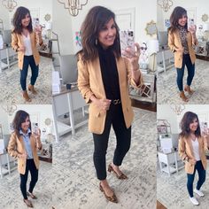 6 Ways to Wear Olive Pants - Cyndi Spivey Blazers Outfits, Tights Fashion, Gray Tunic, Boyfriend Blazer, Straight Crop Jeans, Pretty Blouses, Leopard Print Blouse