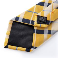 Be daring and bold with the Classic Yellow Striped Plaid Silk Tie Set. Specially designed for the risk-taker, this tie set will add a pop of color and style to your outfit. Crafted with high-quality silk, it's lightweight and comfortable, making it perfect for all-day wear. Get ready to stand out in the crowd with this timeless set! SPECIFICATIONS Ties Type: Neck Tie Set Tie Size: One size 59.06''(150cm) length and 3.35''(8.0cm) width Style: Fashion Size: One Size Pattern Type: Paisley Model Num Men Tie, Handkerchief Men, Wedding Tie, Risk Taker, Tie Men, Tie For Men, Tie Gifts, Fathers Day Sale, Cufflink Set