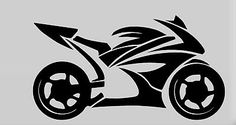 a black and white drawing of a motorcycle on a gray background with the words, sticker