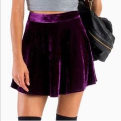 In Excellent Condition - New Without Tags. Casual Purple Mini Skirt For Fall, Casual Purple Skirt For Winter, Casual Purple Skirt For Night Out, Purple Velvet, Color Purple, Skater Skirt, Womens Skirt, Velvet, Skirt