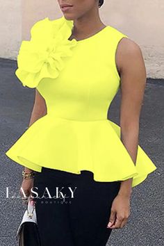 Lasaky - Stylish Sleeveless Floral Blouses & Shirts for a Fashionable Look Peplum Top Outfits, Floral Blouses, Peplum Shirt, Corporate Dress, Peplum Tops, Afrikaanse Mode, Peplum Styling, African Fashion Women Clothing, Trendy Fashion Tops