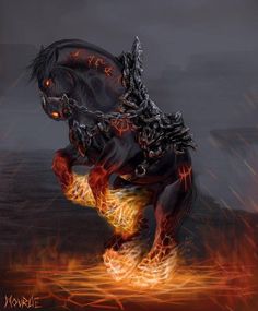 a digital painting of a demonic creature on fire