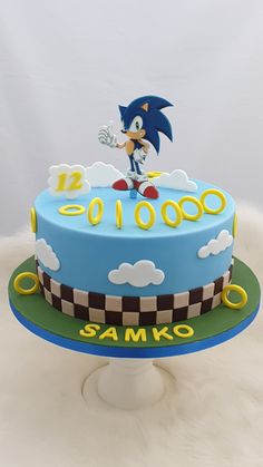 a sonic the hedgehog themed birthday cake