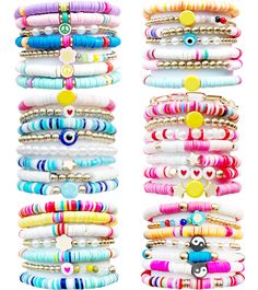 PRICES MAY VARY. 【PREPPY STACKABLE BRACELETS】The package contains 44 Pcs Y2K preppy bracelets. Colorful bracelets are suitable for various occasions. You can choose to wear them alone or stack them, or share them with your family and friends. Each one is unique and attractive. 【BRACELET SIZE】the inner length of SROBENZ stacking bracelets is about 6.2/7 inches, elastic design, suitable for most people’s wrist size so that is convenient for your to wear and take off. Pair it with your summer dress Layering Bracelets, Y2k Preppy, Preppy Bracelets, Beach Bohemian, Birthday Wishes For Myself, Stacking Bracelets, Bracelets Set, Bohemian Beach, Stackable Bracelets