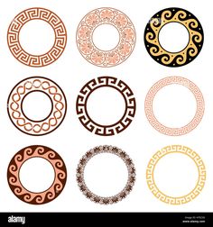 six circular frames with different designs on white background stock photo - 549782