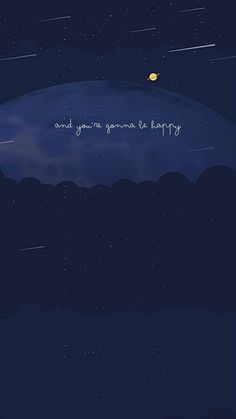 an image of the sky with stars above it and some words written in white ink