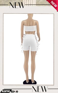 White Sexy Solid Split Joint Frenulum Strapless Sleeveless Two Pieces Product Name, Two Pieces, Split, White