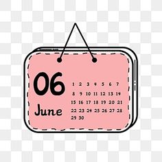 a pink and black calendar with the word june on it's side, hanging from a