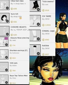 the screenshots are showing different types of women's clothing and hair styles