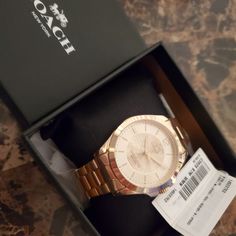 I Have 2 Rose Gold Watches I Paid $295 Plus Tax For. I Accidentally Ordered 2 Of Them And Turns Out I Don't Like Them. My Loss Is Definitely Your Gain! I Ship Same Day Unless It's After 5pm! Coach Watch, Gold Watches, Gold Watches Women, Pink Watch, Rose Gold Crystal, I Accidentally, Rose Gold Watches, 38mm Apple Watch Band, Coach Accessories