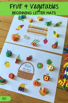 the fruit and vegetable matching letter mats are perfect for preschoolers to practice their fine motor skills