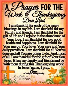 a prayer for the week of thanksgiving