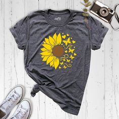 Butterfly Sunflower Shirt, Sunflower Graphic Tee, Vacation Shirt, Wildflower shirt, Sunflower tee, Butterfly tee, Summer Shirt, Plant Shirt Our products are Bella+Canvas branded. If Bella+Canvas is out of stock, I will send it from a trusted brand of the same size and quality. You can contact us in case of any problem or request. If you purchase a custom product, I will send you a message to confirm the design, don't forget to check your message box. Your satisfaction is important to us :) Pleas Butterfly Sunflower, Sunflower Graphic, My Mistake, Wildflower Shirt, Sunflower Shirt, Butterfly Shirts, Message Box, Vacation Shirts, Mama Shirt