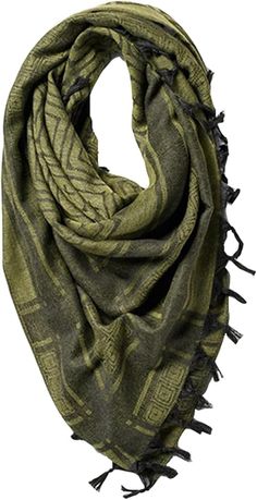 Tactical Desert Keffiyeh Arab Scarf - Womens Men Shemagh Tassel Scarves Neck Wrap Casual Green at Amazon Men’s Clothing store Arab Scarf, Brands Fashion, Tassel Scarf, Fashion Scarves, Black Shop, Neck Wrap, Casual Black, Neck Scarves, Scarf Styles