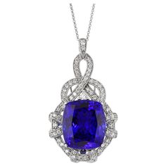 This collection features a selection of the most tantalizing Tanzanites. This enchanting East African gemstone can only be procured from one mine in the foothills of Mount Kilimanjaro, Tanzania. We have accented the rich purple-blue hues of this gemstone with diamonds set in white gold to present a rich and regal look. Classic tanzanite pendant in 18K white gold with diamonds. Tanzanite: 21.96 carat cushion shape, 17x14.81mm size. Diamonds: 1.000 carat, G colour, VS clarity. Gold: 9.41g, 18K whi Kilimanjaro Tanzania, Tanzanite Pendant, Mount Kilimanjaro, Bleu Violet, Rich Purple, Naha, Royal Jewelry, Adriana Lima, Jewellery Design