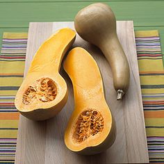 the squash is cut in half and ready to be eaten