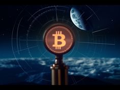 a bitcoin on top of a clock tower in the middle of space next to an earth