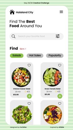 the food ordering app is displayed on an iphone screen, and it's full of different